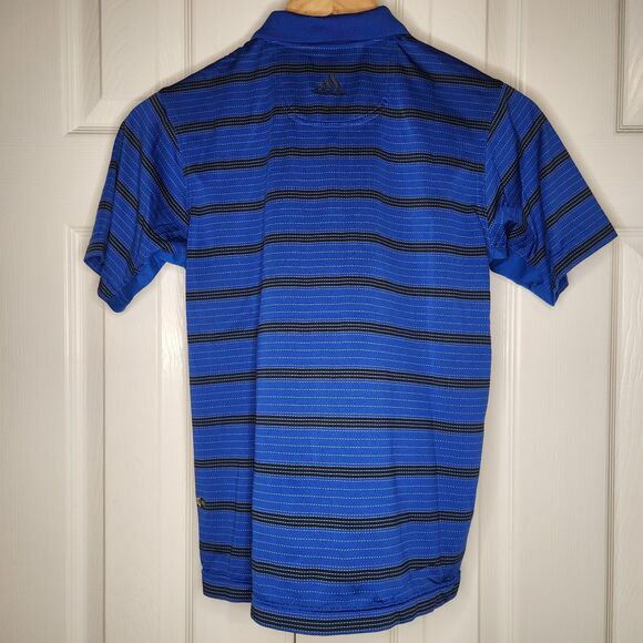 ADIDAS CLIMACOOL PERFORMANCE GOLF POLO SHIRT ROYAL BLUE BLACK BOYS SMALL - Picture 3 of 7
